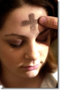 imposition of ashes ash wednesday forehead chld